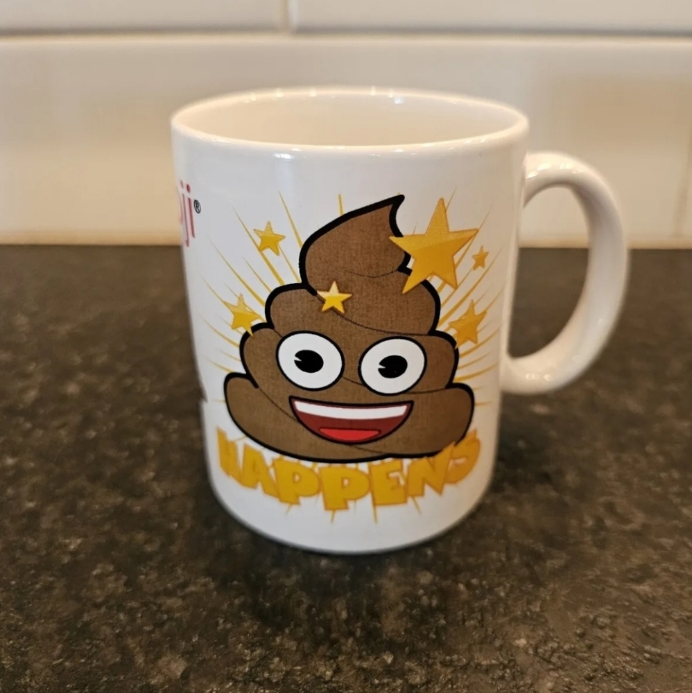 Poop happens emoji mug